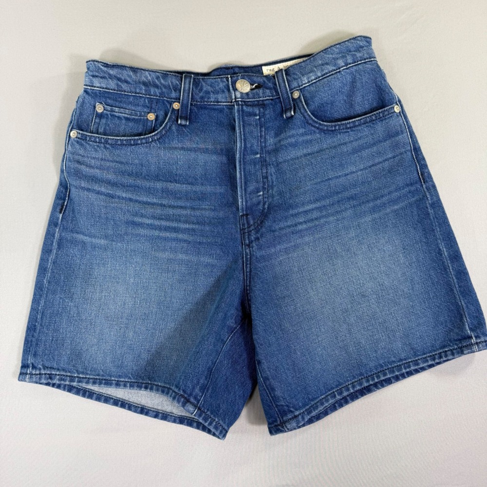 Rag & Bone Maya High Rise 6 Inch Denim Shorts Medium Wash Blue Size 28